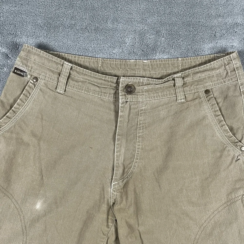 Kuhl Shorts Mens 32 Khaki Vintage Patina Dye Renegade Cargo Distressed See Pics